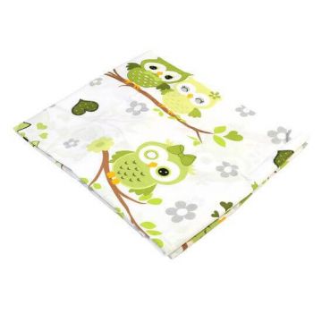 Cearceaf cu eleastic, Bufnita Verde, 120x60, Baltic Bebe