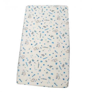Cearceaf patut cu elastic, 120x60 cm, Albastru, Baltic Bebe