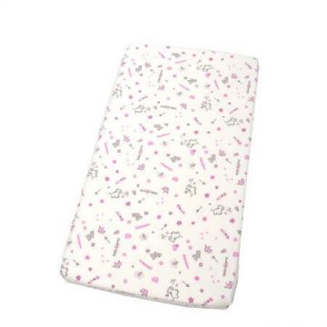 Cearceaf patut cu elastic, 120x60 cm, Roz, Baltic Bebe
