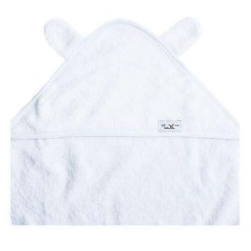Prosop cu gluga si urechiuse pentru bebelusi, 80x80 cm, Ecru, Tuxi Brands