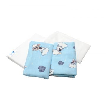 Scutec din finet, Albastru/Alb, 70x80 cm, 4 buc, Balbit Bebe