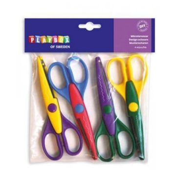 Set 4 foarfeci design cu protectie din plastic, +3 ani, Playbox