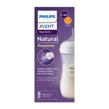 Biberon pentru +1 luna Natural Response SCY903/01, 260ml, Philips Avent