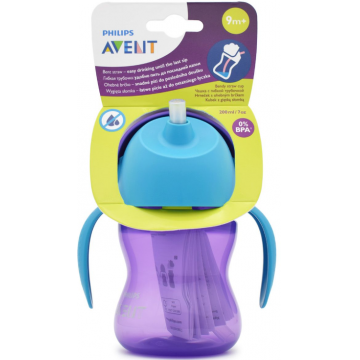 Cana cu pai pentru fetite +9 luni, 200ml, Philips Avent