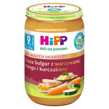 Farfurie HiPP Bio, bulgur cu legume, mango și pui, după 9 luni, 220 g