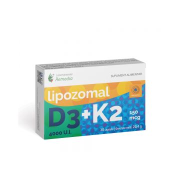 Lipozomal D3 4000 U.I. + K2 150mg, 30 capsule, Laboratoarele Remedia