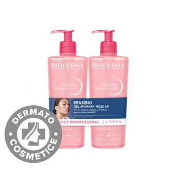 Pachet Gel spumant Sensibio, 2 x 500ml, Bioderma