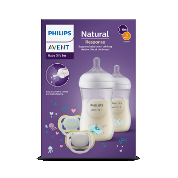 Set biberoane Natural Response SCD837/11, 2x260ml + 2x Suzete, Philips Avent