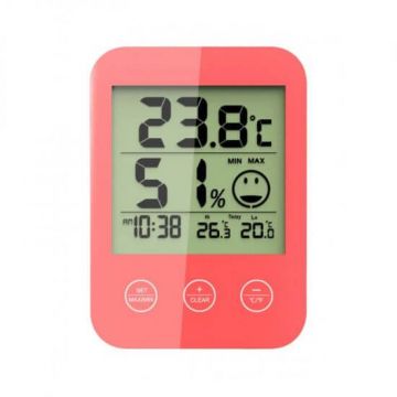 Termohigrometru cu display digital, rosu, Alecoair