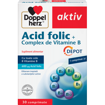 Acid Folic + Complex de Vitamina B, 30 comprimate, Doppelherz