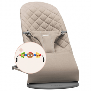 Balansoar Bliss cu bara de jucarii inclusa, 3,5 - 13 kg, Sand Grey, BabyBjorn