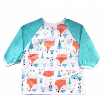 Bavetica cu maneca lunga si buzunar cu model alb de vulpe, 1 bucata, Coccorito