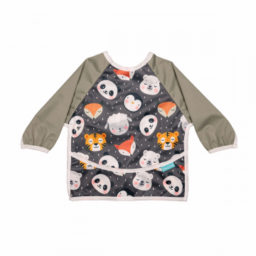 Bavetica cu maneca lunga si buzunar cu model de animale, 1 bucata, Coccorito