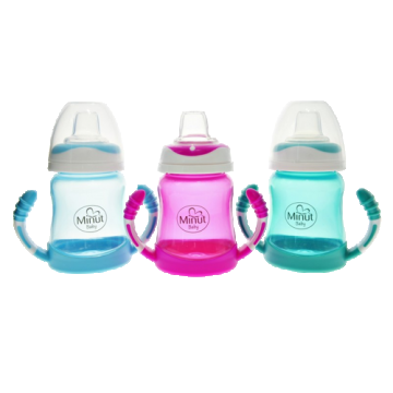 Cana anticurgere cu manere si cioc silicon 6+, 210ml, Minut