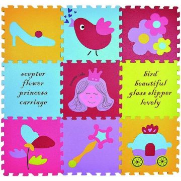 Covoras Puzzle Printesa, 92 x 92 cm, +3 ani, Babygreat
