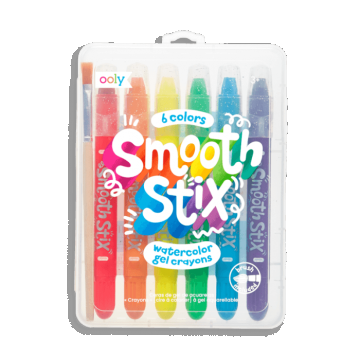Creioane acuarela cu gel Smooth Stix, +3 ani, 6 culori, Ooly