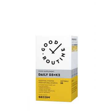 Daily Vitamina D3 2000UI + K2 75mcg Good Routine, 30 capsule moi, Secom