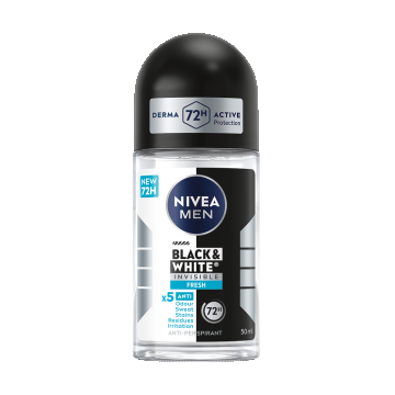 Deodorant roll-on pentru barbati Black & White Fresh, 50ml, Nivea