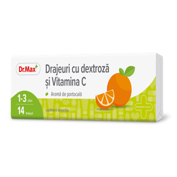 Dr. Max Drajeuri cu dextroza si vitamina C​, 14 drajeuri