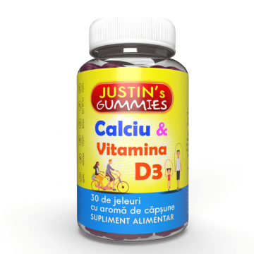 Jeleuri Calciu + Vitamina D3 Justins, 30 bucati, Justin Pharma