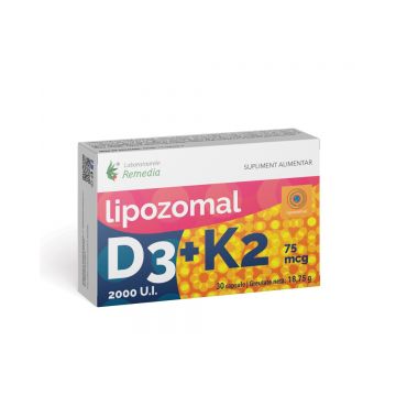 Lipozomal D3 2000 U.I. + K2 75mg, 30 capsule, Laboratoarele Remedia