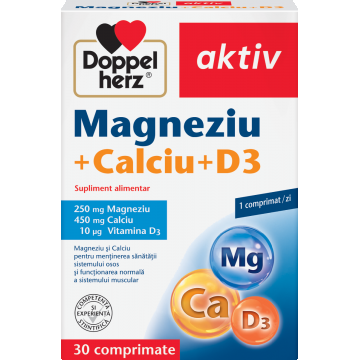 Magneziu + Calciu + D3, 30 comprimate, Doppelherz