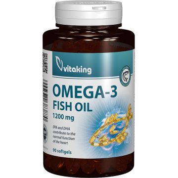 Omega 3 ulei de peste 1200 mg, 90 capsule, Vitaking