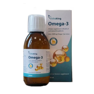 Omega 3 ulei de peste cu gust de lamaie si tocoferoli naturali 2500 mg, 150ml, Vitaking