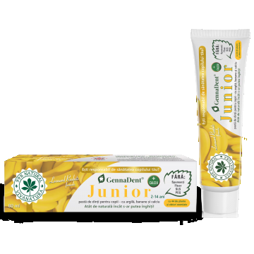 Pasta de dinti naturala cu argila si banane GennaDent Junior, 80ml, VivaNatura
