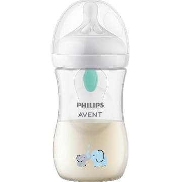 Philips Avent Natural Response Biberon cu valvă AirFree 260 ml, 1m+ elefant