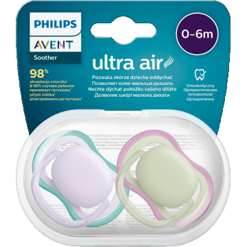 Philips Avent Soother Ultra aer neutru 0-6m fată violet 2 buc