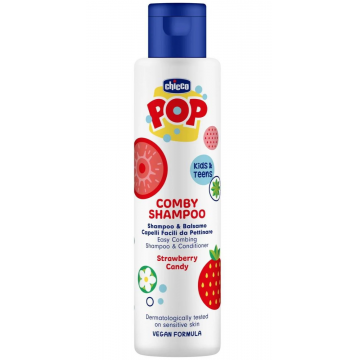Sampon si balsam de par cu aroma de bomboane cu capsuni POP, 250ml, Chicco