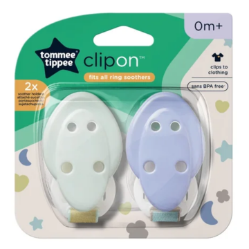 Suport pentru suzete pentru +0 luni Verde/Mov, 2 bucati, Tommee Tippee