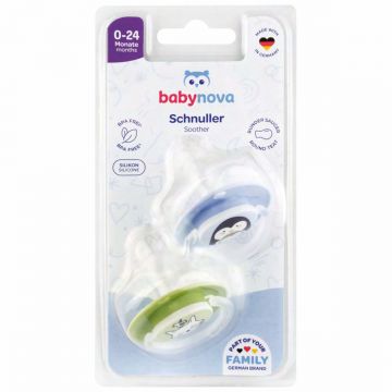 Suzeta din silicon cu inel rotund si forma naturala, 2 bucati, 0-18 luni, 26210, Baby Nova