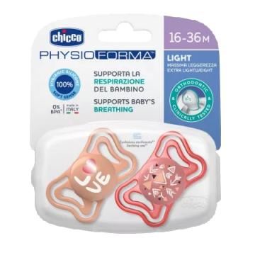 Suzete din silicon pentru copii 16-36 luni PhysioForma Light Glow Roz, 2 bucati, Chicco