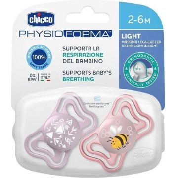 Suzete PhysioForma Light Roz 2-6 luni, 2 bucati, Chicco