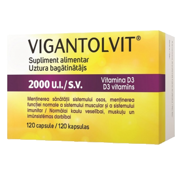 Vigantolvit 2000 UI/SV Vitamina D3, 120 capsule, Catalent