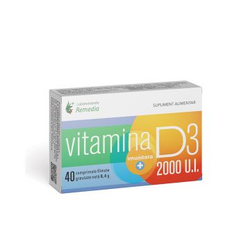 Vitamina D3 2000 UI, 40 comprimate, Laboratoarele Remedia