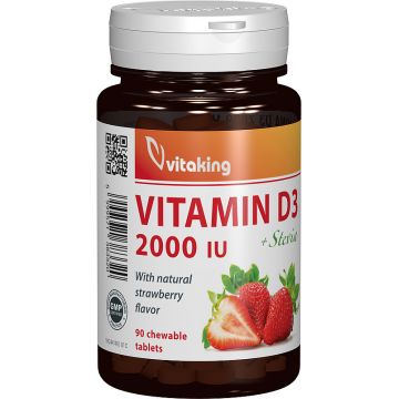 Vitamina D3 2000UI, 90 comprimate masticabile, Vitaking