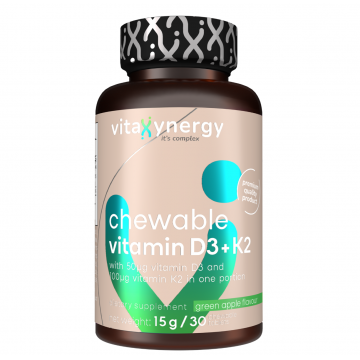 Vitamina D3 + K2 masticabila, 30 tablete, Vitaxynergy