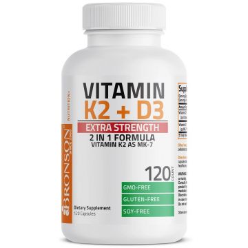 Vitamina K2 90mcg + Vitamina D3 5000UI, 120 capsule, Bronson Laboratories