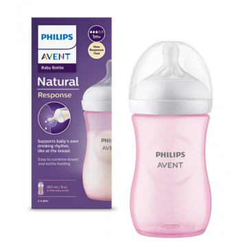 Avent SCY903/11 Biberon natural response roz 1+ luni 260 ml