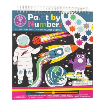 Carte de colorat cu acuarele pe numere, Paint by numbers Space, 5 ani+, Floss & Rock