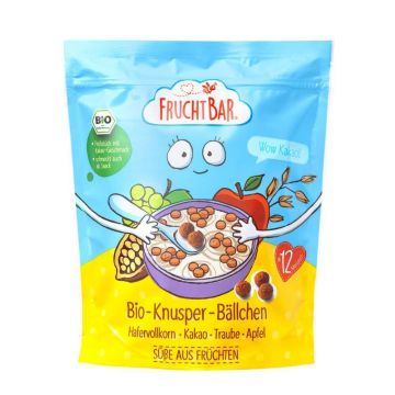 Cereales ecológicos de avena con cacao, uvas y manzana, +12 meses, 125 g, FruchtBar