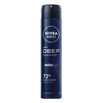 Deodorant spray pentru barbati Deep Darkwood Black Carbon, 200ml, Nivea