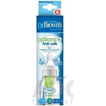 Dr.BROWN'S BABY BOTTLE OPTIONS+ 120 ml 1×1 buc, îngust, 0M+, anti-colic, plastic, alb