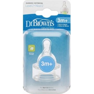 Dr.BROWN'S OPTIONS+ NIVEL 2 1×2, îngust, tetine din silicon 3m+