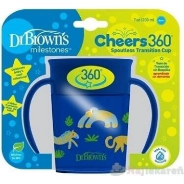 DR.BROWNS Mug Cheers 360° JUNGLE 6M+ albastru 1×200 ml, bea fără picături și vărsături