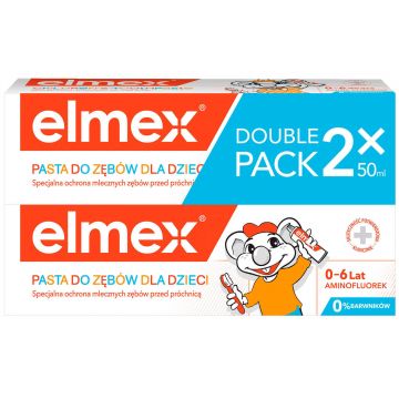 Elmex, pastă de dinți pentru copii cu aminofluorură, 0-6 ani, 2 x 50 ml AMBALAJ CONTAMINAT