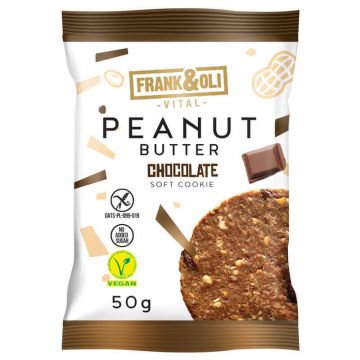 Frank&Oli Peanut Butter, biscuiți moi, ciocolată, 50 g